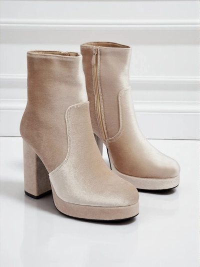 Bottines pour femmes à talons épais imitation velours Miss