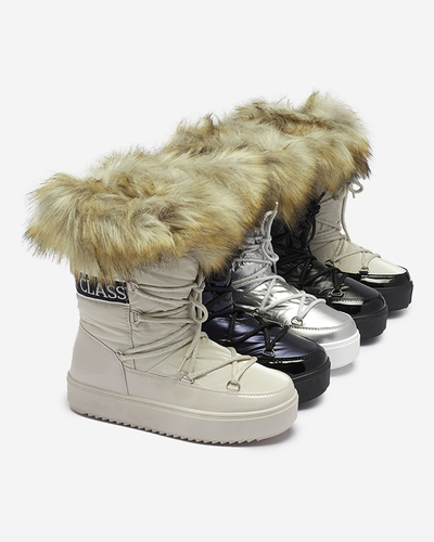 Bottes de neige argentées pour femmes avec fourrure Lilitsa- Footwear
