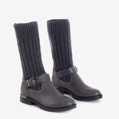 Bottes grises avec une chaussette décorative Kyla - Footwear