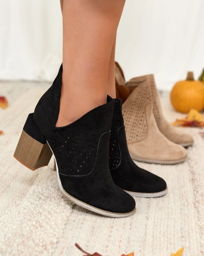 Royalfashion Bottes pour femmes noires à tige et découpe Neafla