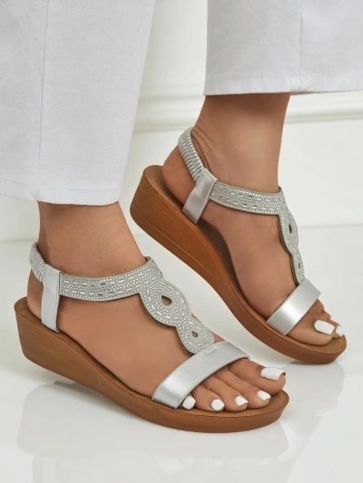 Royalfashion Sandales compensées pour femmes avec zircons Agaya