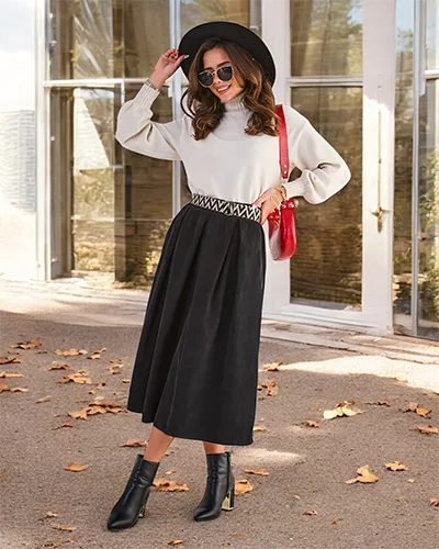 Jupe midi pour femme de Royalfashion a' la corduroy