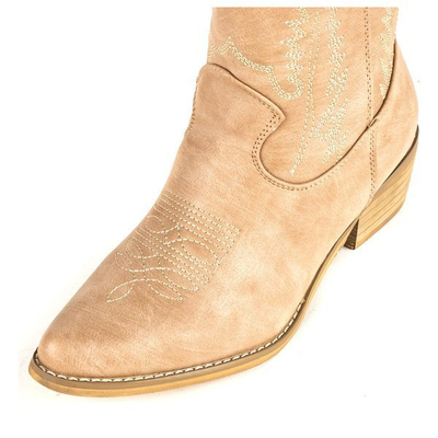 Bottines beiges a'la cowboy talons plats Novilla - Chaussures