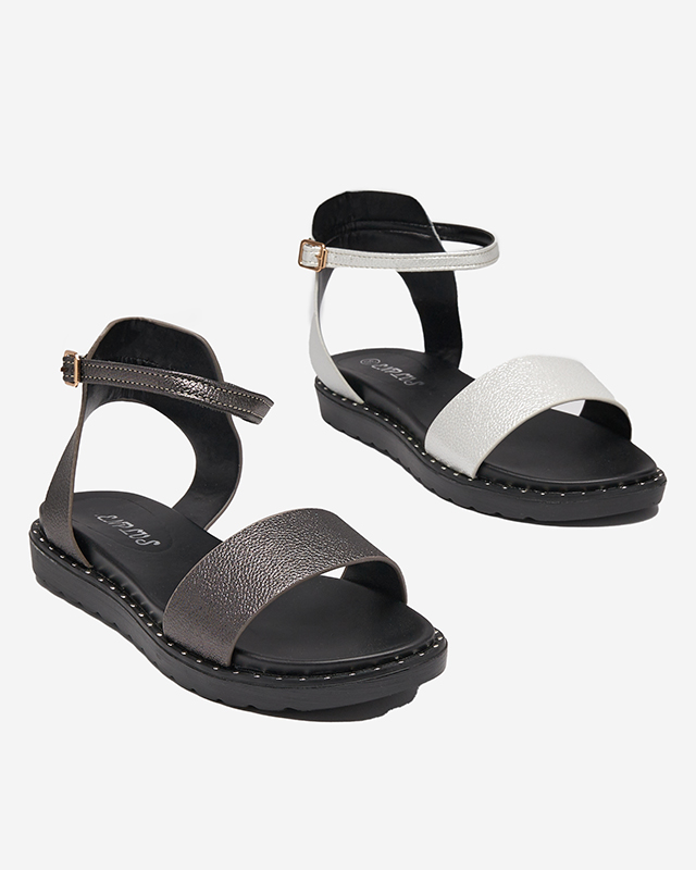 OUTLET Sandales en cuir écologique pour femme argentées à paillettes Delika - Footwear