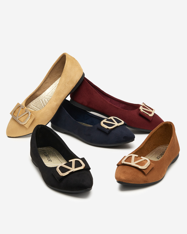 Ballerines noires pour femmes avec ornement sur le bout Cavo - Footwear