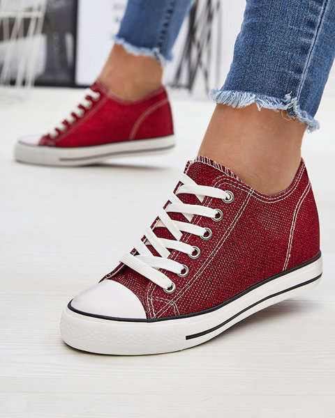 Baskets rouges pour femmes sur une ancre cachée avec fil brillant Seggat- Footwear