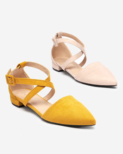 OUTLET Escarpins moutarde à talons plats Qiumi - Chaussures