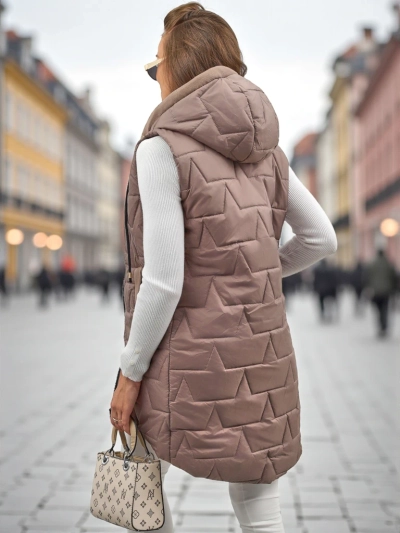 Longue veste matelassée à capuche Echo Shard pour femmes