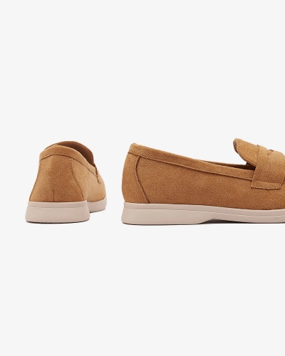 Mocassins femme en éco-suède couleur camel Daffer- Footwear