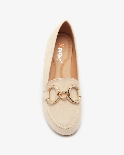 Mocassins pour femme en éco-suède beige avec embellissement Briseri - Chaussures