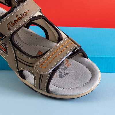 Sandales garçon Monekin velcro beiges - Chaussures