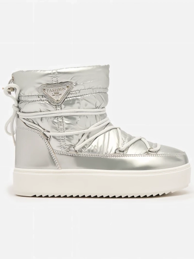 Royalfashion Bottes à enfiler Vevnose argent pour femme Bottes de neige a'la