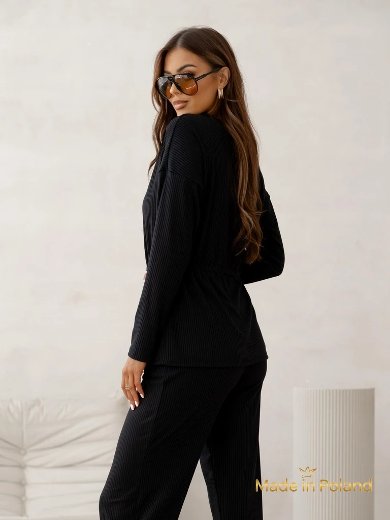 Royalfashion Ensemble pour femmes en coton côtelé style pull