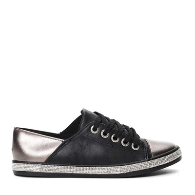 Czarne trampki z cyrkoniami Celia- Obuwie