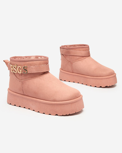 Royalfashion Chaussures pour femmes marron clair a'la bottes de neige avec ornement Parisela