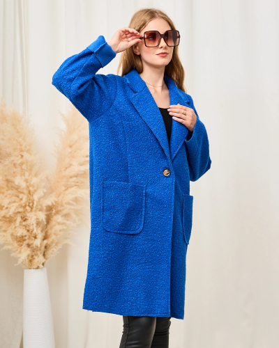 Royalfashion Manteau femme en peau de mouton Cobalt