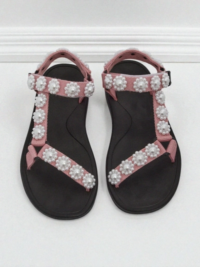 Sandales Letitia Royalfashion roses à plateforme - jets de perles classiques