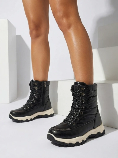 Bottines pour Femmes Athena Noires Synthétiques Confortables pour l'Hiver