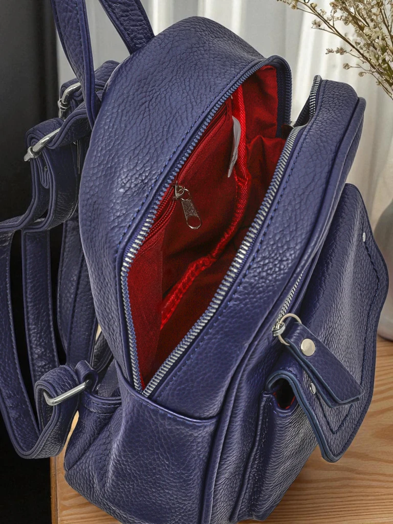 Sac à dos pour femme Callista de Królewska Moda, cuir écologique, marine