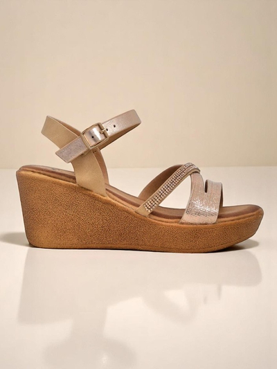 Sandales compensées pour femmes Royalfashion avec des strass et des paillettes Eclat