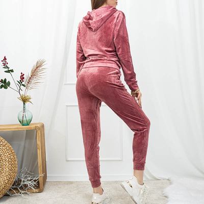 Ensemble survêtement femme en velours rose foncé - Vêtements