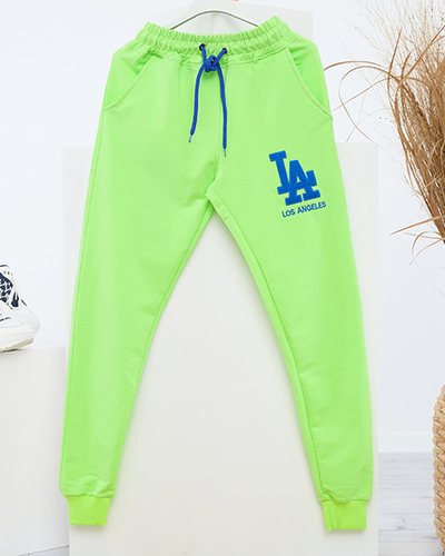 Pantalon de jogging femme vert fluo avec patch coloré - Vêtements