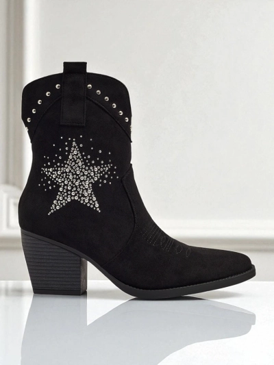 Cowboy boots pour femmes à talons avec étoile décorative en strass FableStray