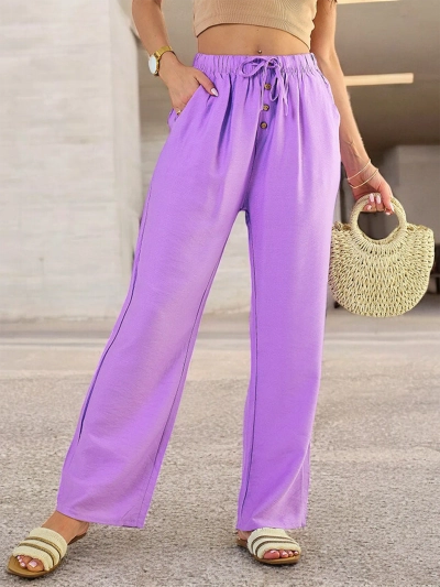 Royalfashion Pantalon large en tissu pour femme