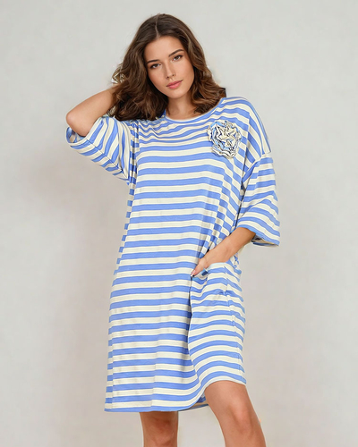 Royalfashion Robe midi oversize rayée pour femme