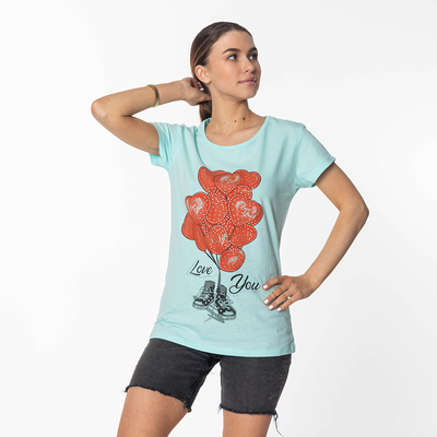 T-shirt femme menthe imprimé BALLON - Vêtements