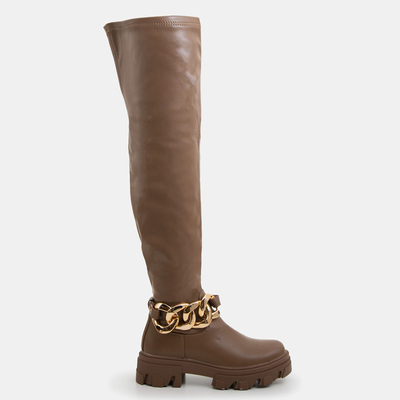 Boots femme marron clair avec chaîne Potelia - Chaussures