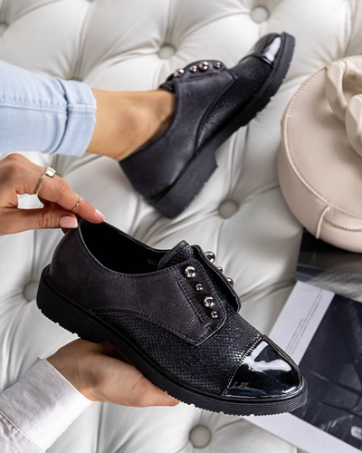 OUTLET Chaussures en cuir écologique pour femmes noires Sudi- Footwear