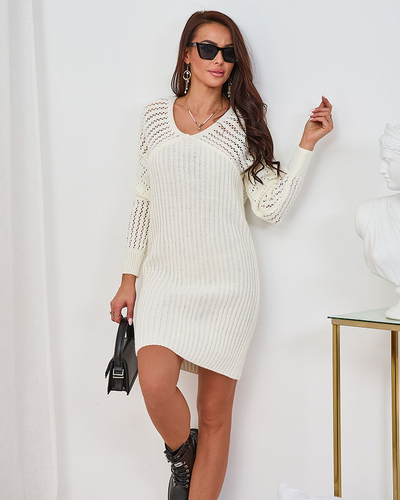 Royalfashion Robe pull femme en écru