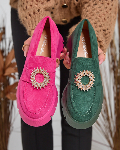 Royalfashion Mocassins en éco-daim pour femme Fuchsia Likoki