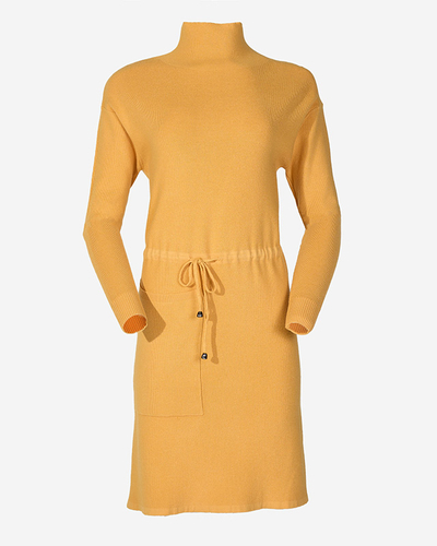 Robe pull femme jaune à col roulé - Vêtements