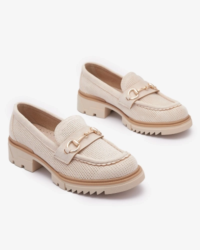 Mocassins ajourés crème pour femme avec chaîne Imerila - Chaussures