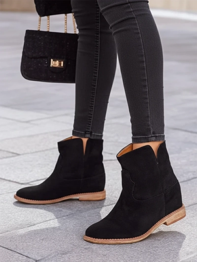 Royalfashion Bottes de style cowboy sur un talon compensé couvert Blueston