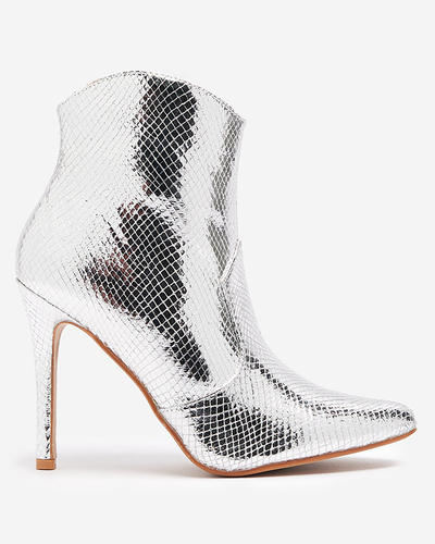 OUTLET Bottes à talons aiguilles argentées avec gaufrage Meshlia - Chaussures