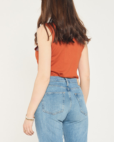 Top femme imprimé camel doré - Vêtements