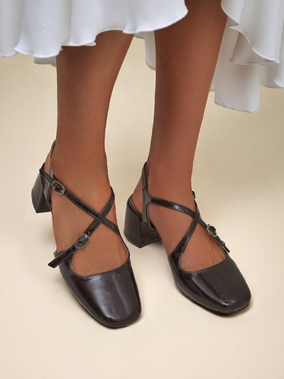 Royalfashion Escarpins à petit talon pour femme avec brides décoratives Lollita