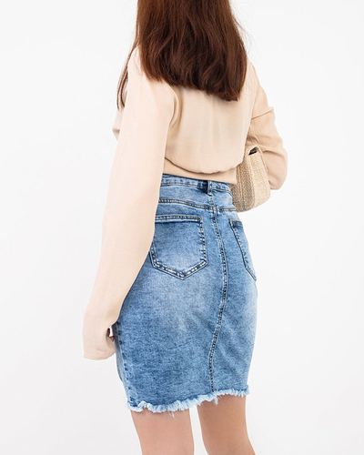 Jupe en jean bleu clair pour femme au-dessus du genou GRANDE TAILLE - Vêtements