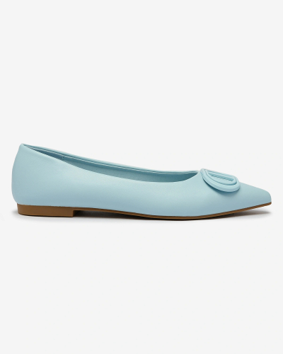 Royalfashion Ballerines bleues à bout pointu pour femme avec embellissement sur le nez Manixy