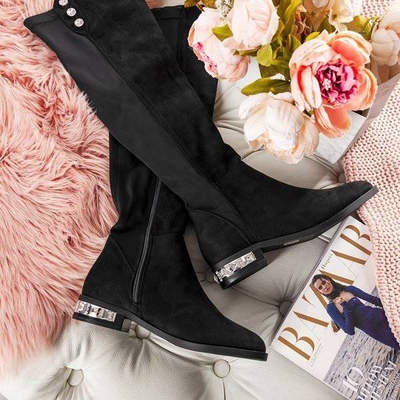 Bottes noires à talons plats Elly - Footwear