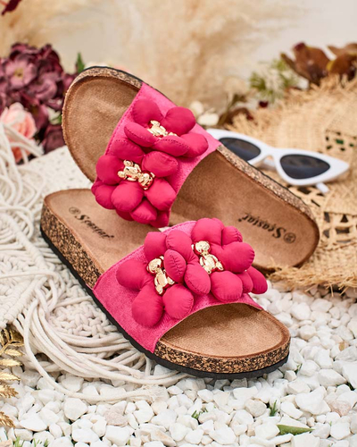 Royalfashion Tongs pour femmes avec oursons et fleurs dorés Isaralle