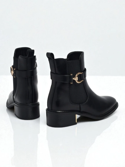 Bottines Noires Aurelia avec Élégant Accent Doré