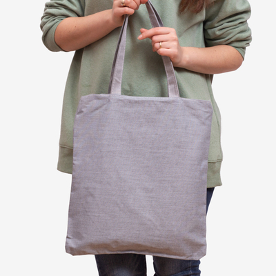 Sac en tissu gris avec inscription et imprimé chat - Accessoires