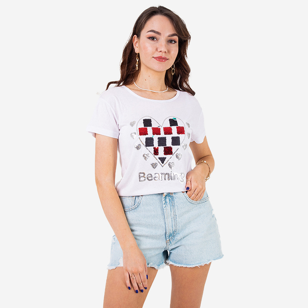 T-shirt femme blanc imprimé - Vêtements
