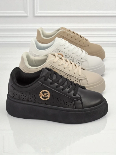 Sneakers plateforme femme Perseida Royalfashion noires cuir écologique