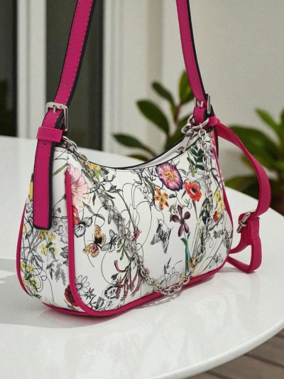 Royalfashion Petit sac à main pour femme en cuir écologique avec motif floral Lily Bloom