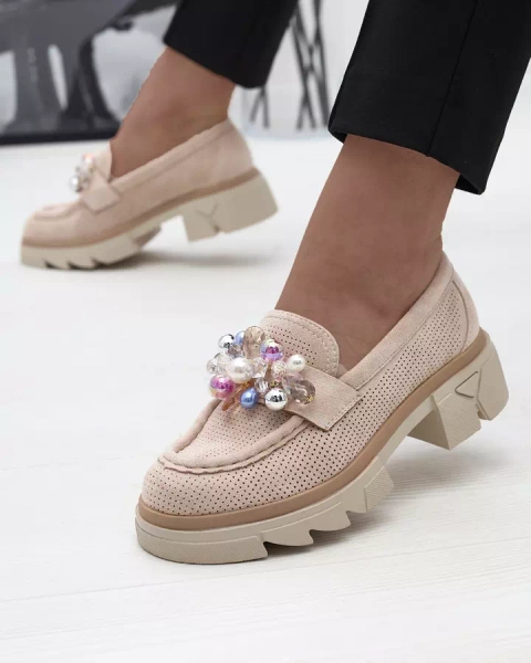 Mocassins ajourés beige pour femme Peloga- Footwear